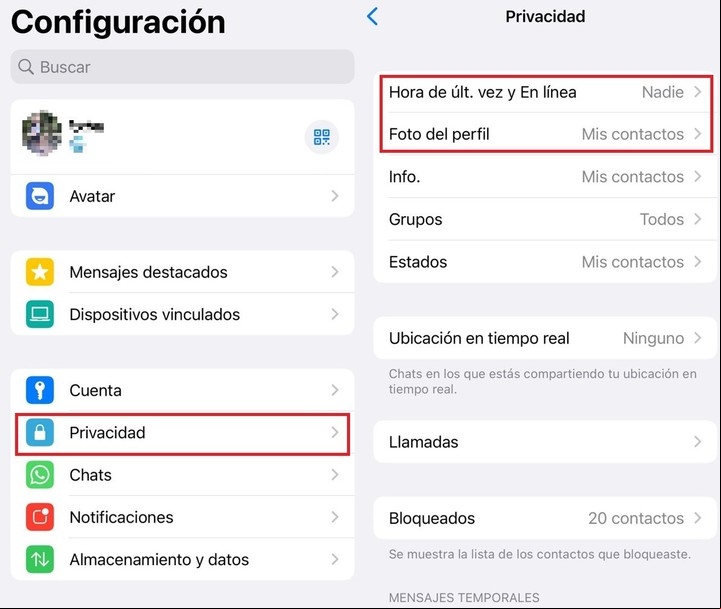 WhatsApp: hora y foto de perfil