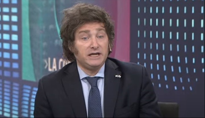 Javier Milei, en la tevé este domingo. Captura LN+