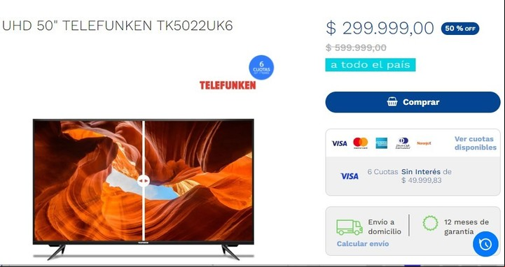Los descuentos en Smart TV llegan al 50%. Imagen: Captura.