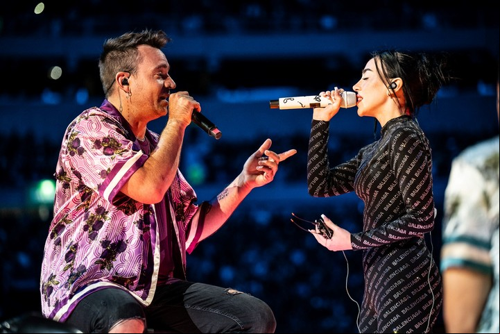 Tan Biónica en River con Nicki Nicole. Foto @irishsuarez