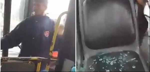 Feroz discusión de tránsito en La Matanza: un remisero rompió los vidrios de un colectivo y el video se hizo viral