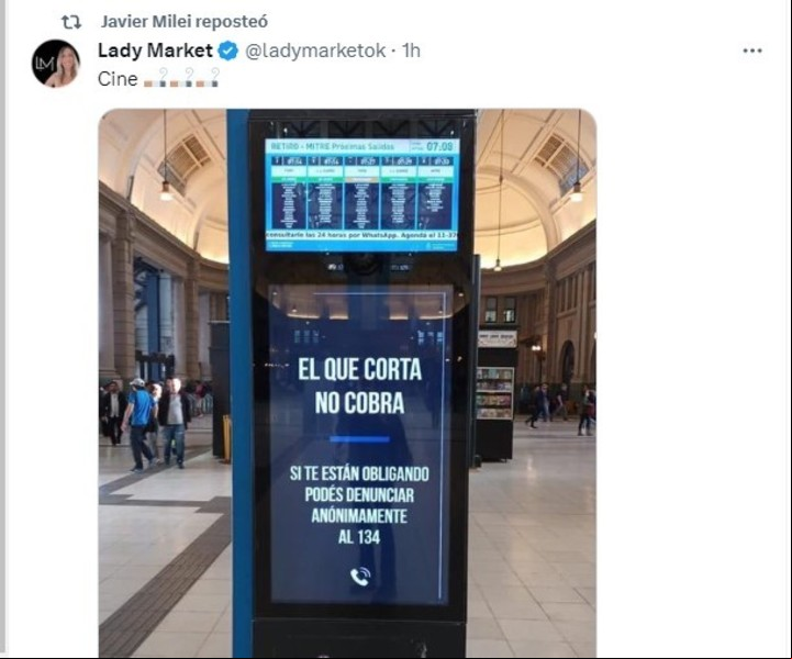 El mensaje que compartió Milei en la red social X.