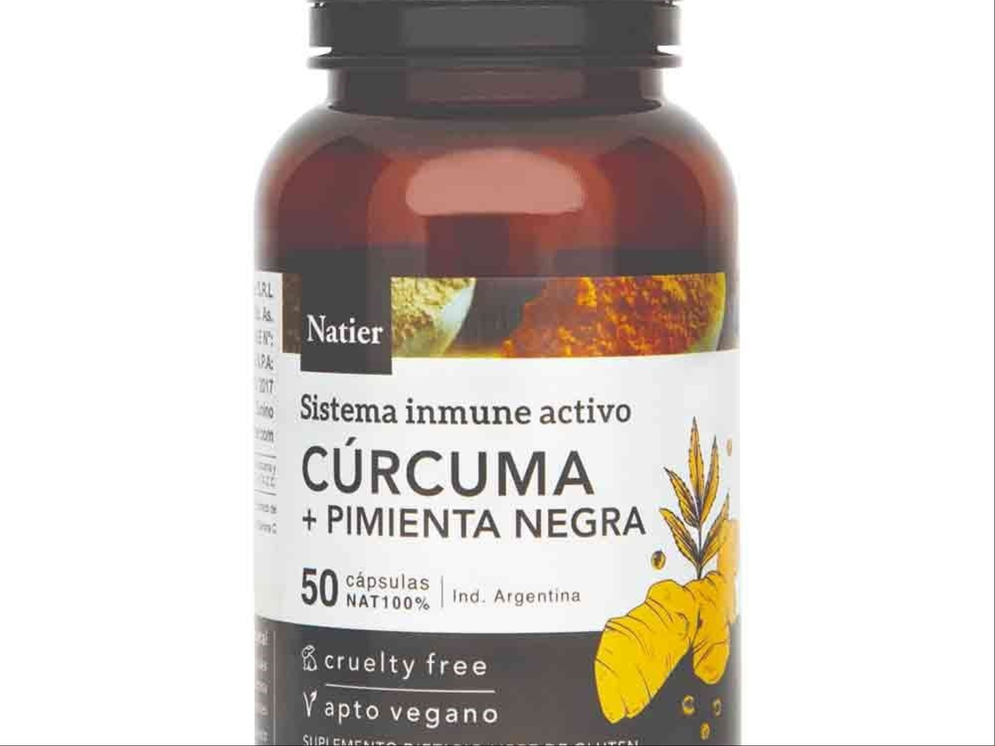 Suplemento de cúrcuma y pimienta negra./ Farmacia Leloir.