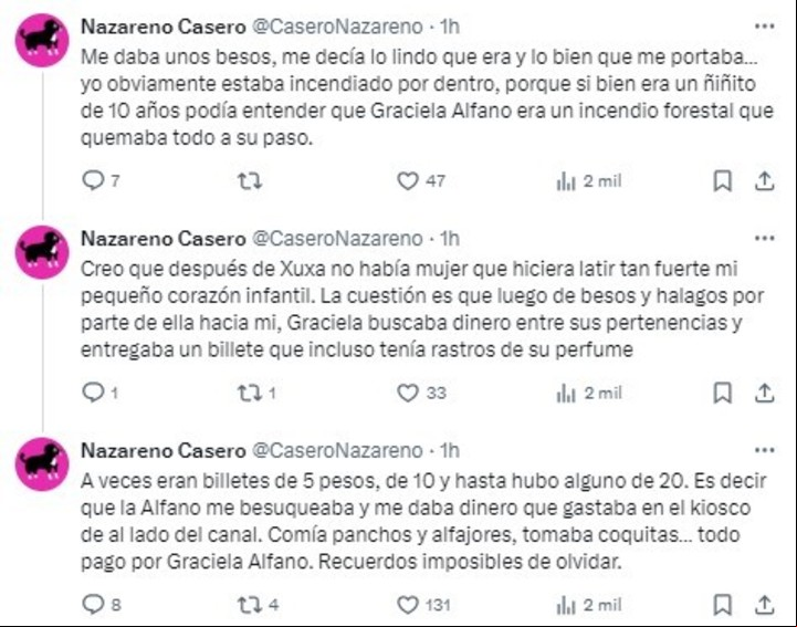 Nazarena Caseros compartió una anécdota vintage con Graciela Alfano en redes sociales.
