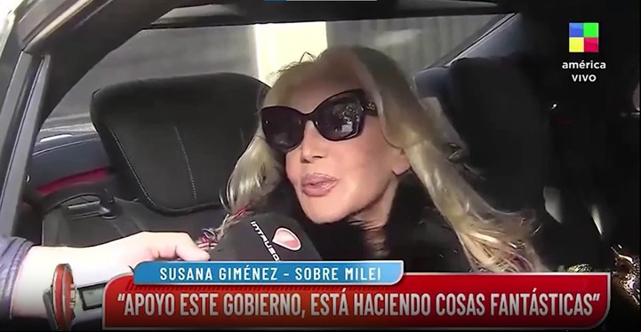 Susana Giménez aseguró que Javier Milei está haciendo "cosas fantásticas". Captura TV
