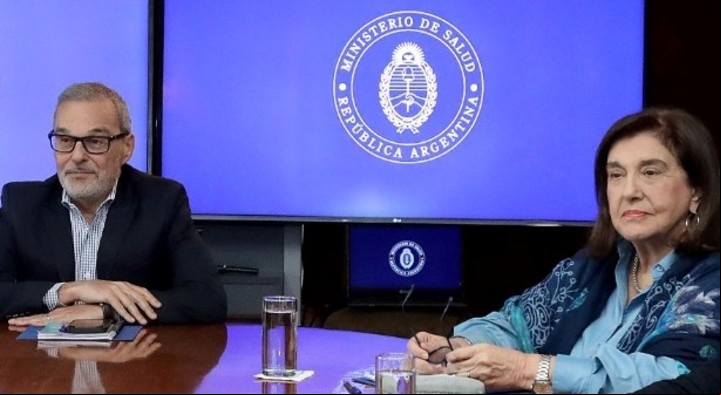 El ministro de Salud, Mario Russo, y la presidenta de la Conain, Angela Gentile, en una reunión reciente.