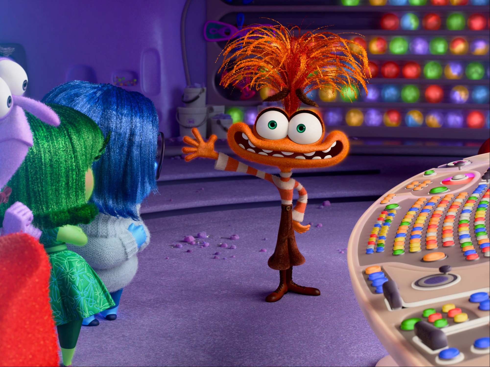 Intensa Mente 2 presenta nuevas emociones. En el centro, por ejemplo, está Ansiedad. Foto: Disney Pixar.