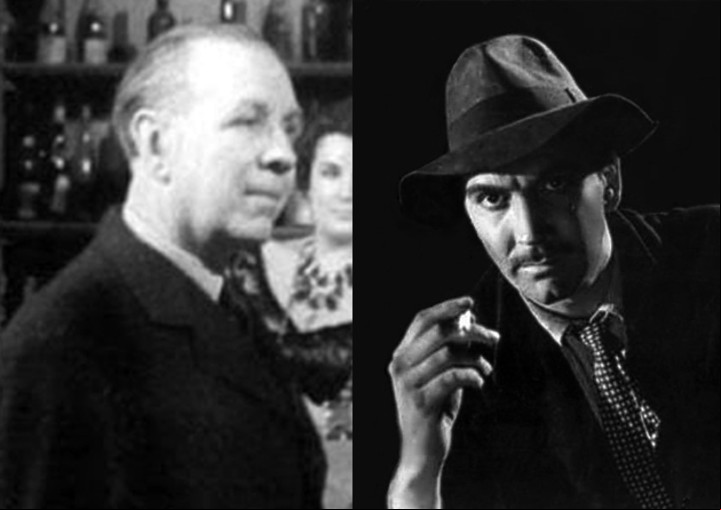 Jorge Luis Borges en la filmación de "Hombre de la esquina rosada" y René Mugica.