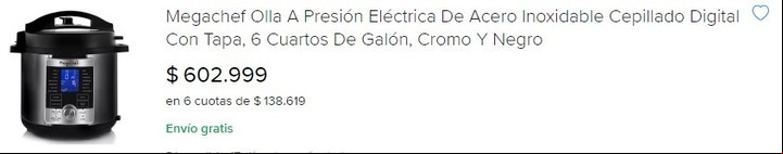 Olla a presión Mercado Libre