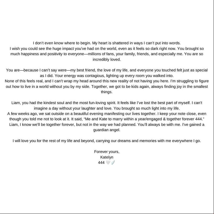 La carta que publicó Kate. Foto: Instagram