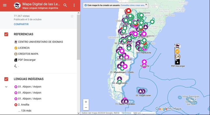 Mapa de Lenguas Indígenas de Argentina. Para conocer la situación actual de los idiomas originarios.