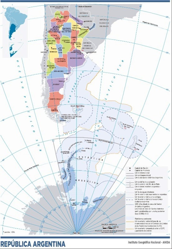 La superficie que ocupa Argentina. Foto: IGN.