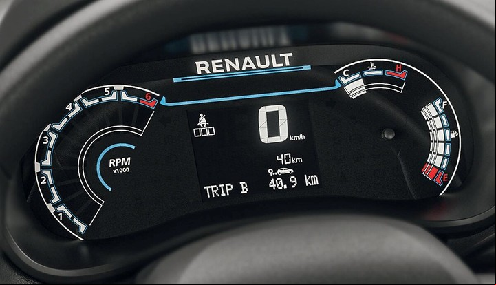 El nuevo tablero del nuevo Renault Kwid.