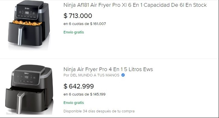 Freidora de aire Ninja en Mercado Libre
