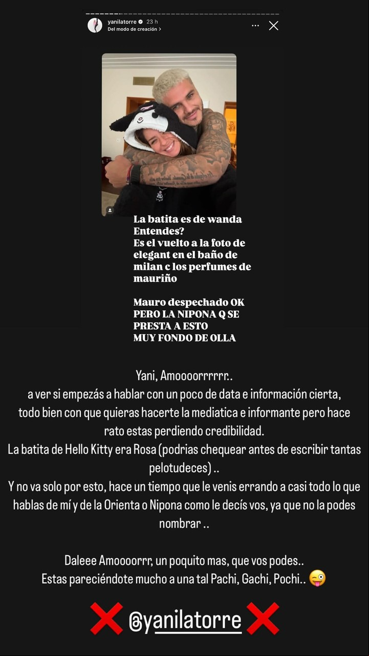 Mauro Icardi contra Yanina Latorre por una información sobre una bata. Foto: Instagram