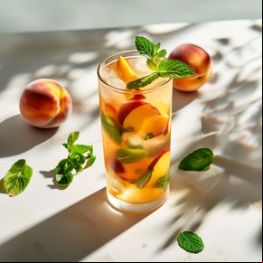 Agua saborizada de durazno, manzana y menta