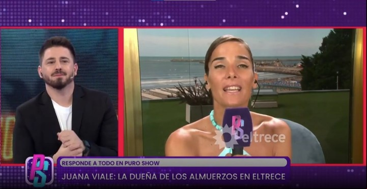 Juana Viale, en un móvil en vivo desde Mar del Plata con "Puro Show". Captura TV