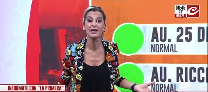 Mariela Fernández de Crónica TV se enojó y abandonó el piso. Captura TV