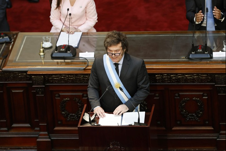 Javier Milei en la Apertura de Sesiones Ordinarias del Congreso. Foto Emmanuel Fernández / Archivo
