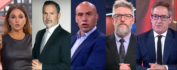 Lorena Maciel, Gustavo Sylvestre, Esteban Trebucq, Luis Novaresio y Tomás Méndez lideran en cada uno de los canales de noticias.