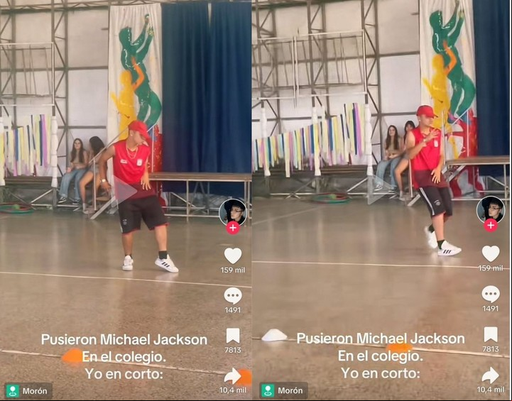 Una captura del video bailando como Michael Jackson.
