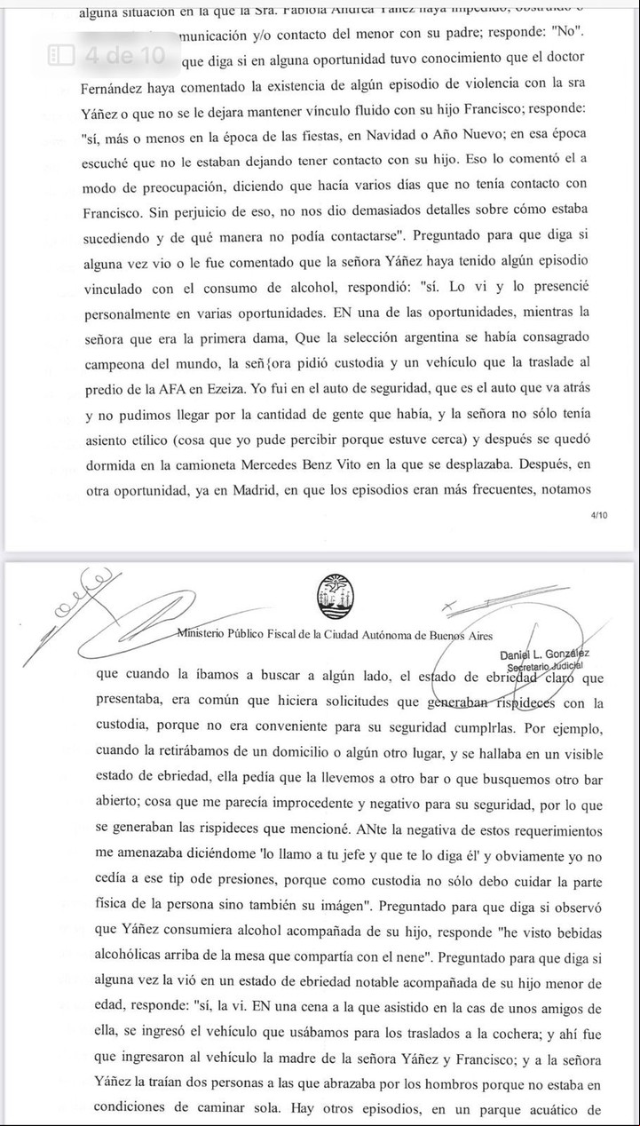 El testimonio de Diego Leonardo Sandrini, custodio de Alberto Fernández, y Fabiola Yáñez. Habló de la salud de la ex primera dama