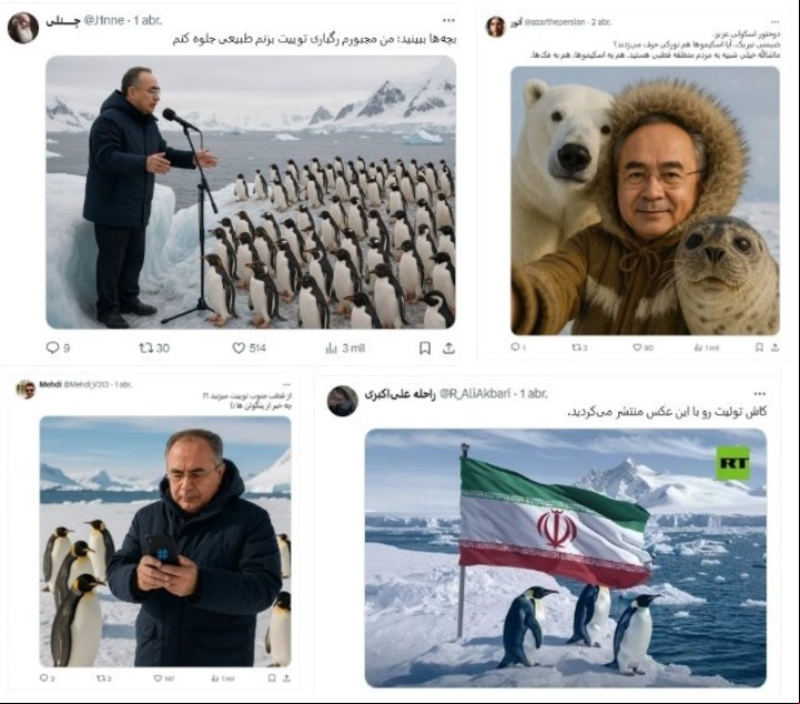Los memes que surgieron en respuesta a los mensajes que escribió en X el vicepresidente de Irán cuando estaba de viaje por la Antártida.