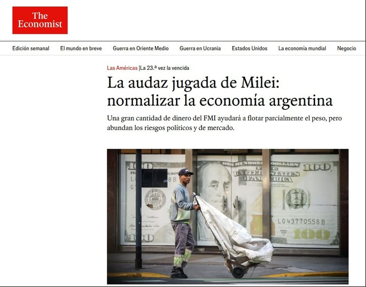 The Economist destacó la decisión de Javier Milei de eliminar el cepo al dólar