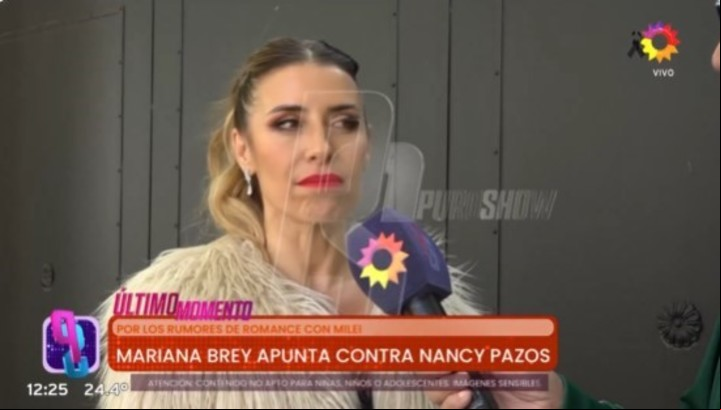 Mariana Brey negó cualquier tipo de vínculo con Javier Milei. Captura TV.