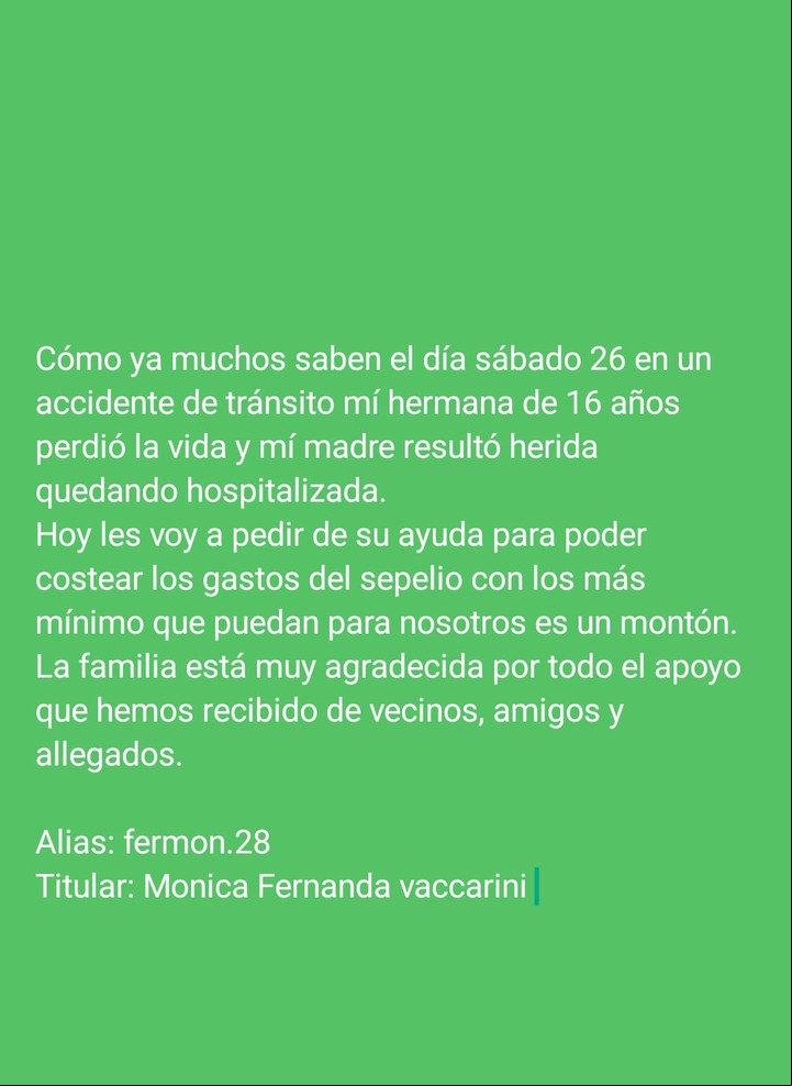 El pedido de ayuda de la familia de Brisa Vaccarini y Mónica Bustos, atropelladas por un conductor borracho en Berazategui.