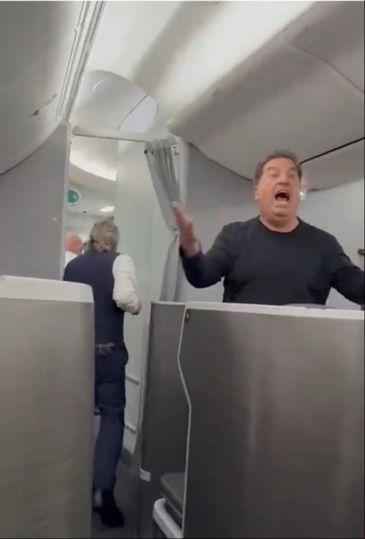 El pasajero del asiento 1D comenzó a gritarle al personal del avión. Foto: captura/@aero_in.