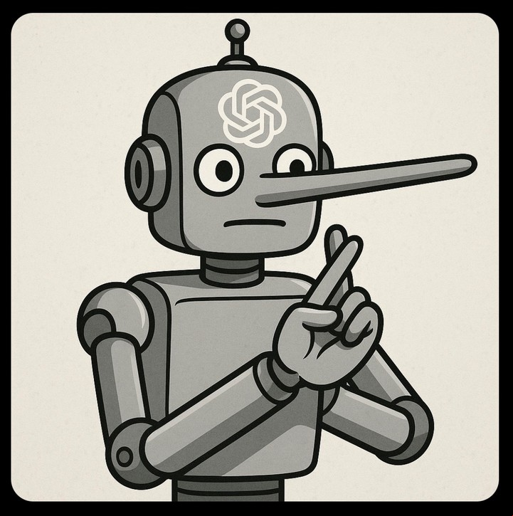 Autorretrato hecho por ChatGPT ante la consulta de cómo sería su imagen cuando responde falsedades.