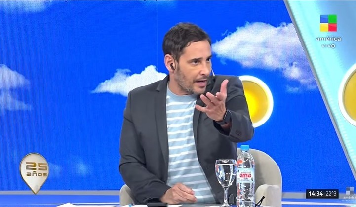 Rodrigo Lussich, en su cruce con Andrea Taboada. Captura TV.
