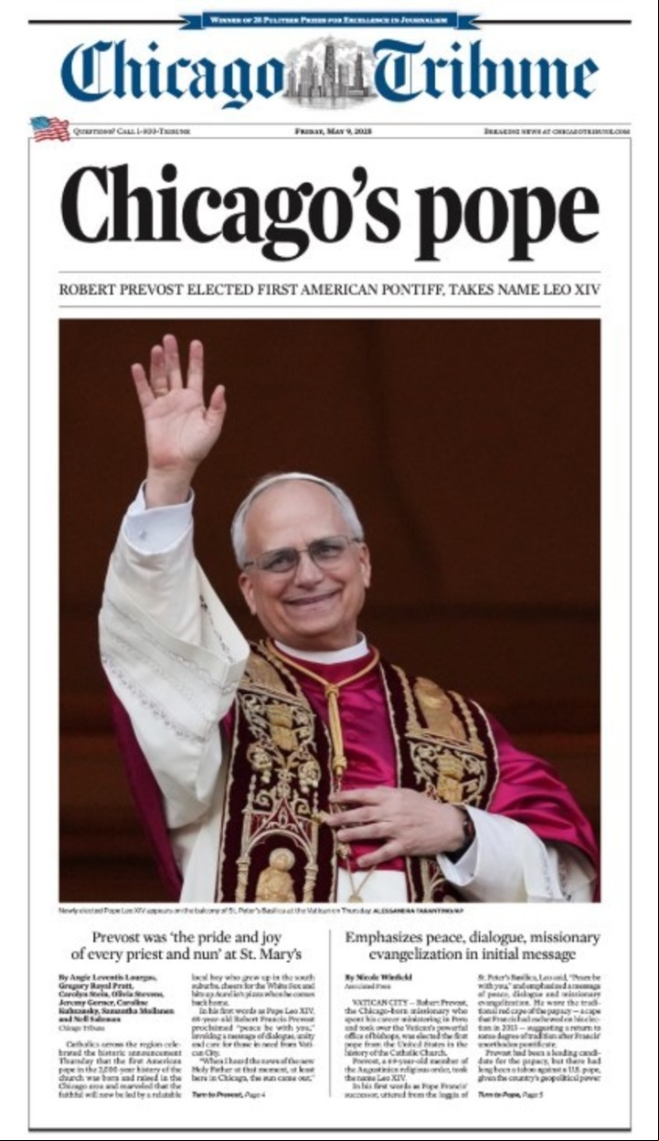 La tapa de Chicago Tribune.