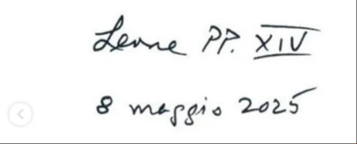 La firma del nuevo papa con un detalle muy sugestivo (Vatican News).