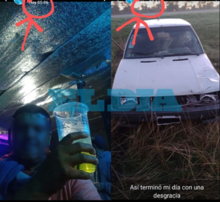 Las publicaciones del hombre que atropelló y mató a un joven en la ruta 2.