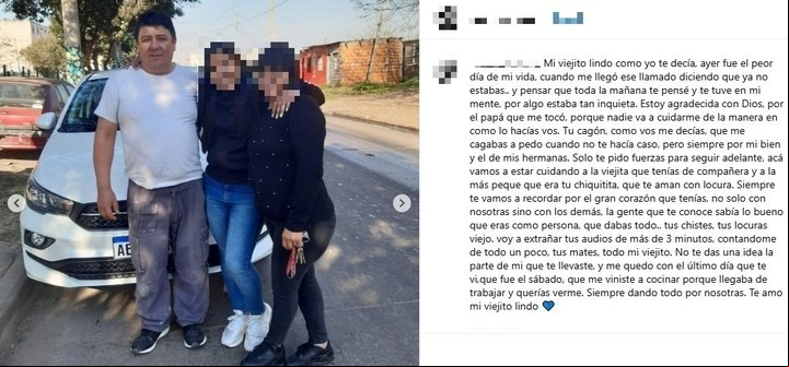 El posteo de la hija del camionero Carlos Alberto Almirón (54), fallecido en un choque en la ruta 3, cerca de San Miguel del Monte.