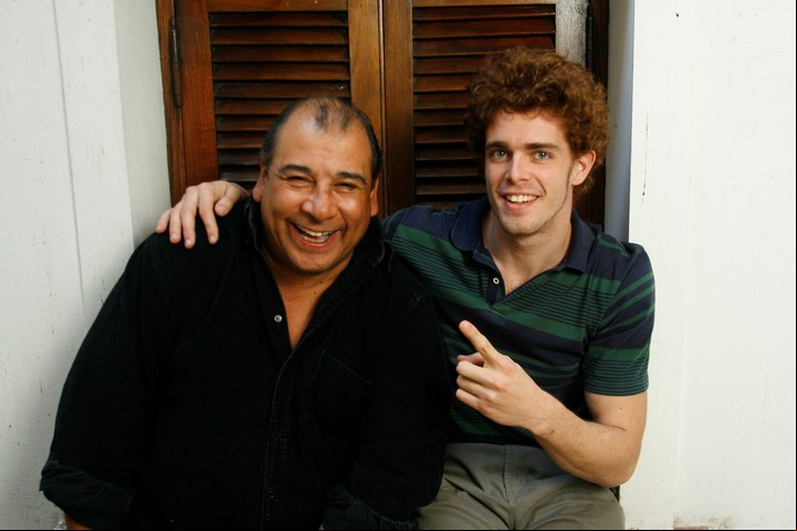 Roly Serrano con su hijo Dante, Foto: Archivo Clarín/Guillermo Rodríguez Adami.