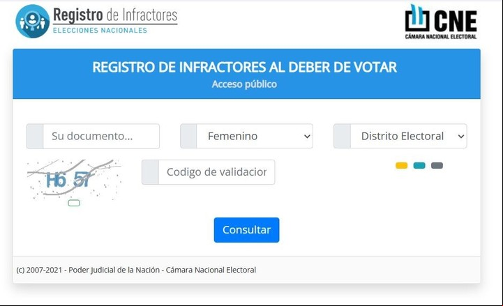 REGISTRO DE INFRACTORES POR NO VOTAR